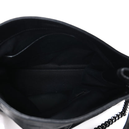 Saint Laurent Calfskin Crocodile Embossed Monogram Medium Niki Shopping Bag Black 5 of 12