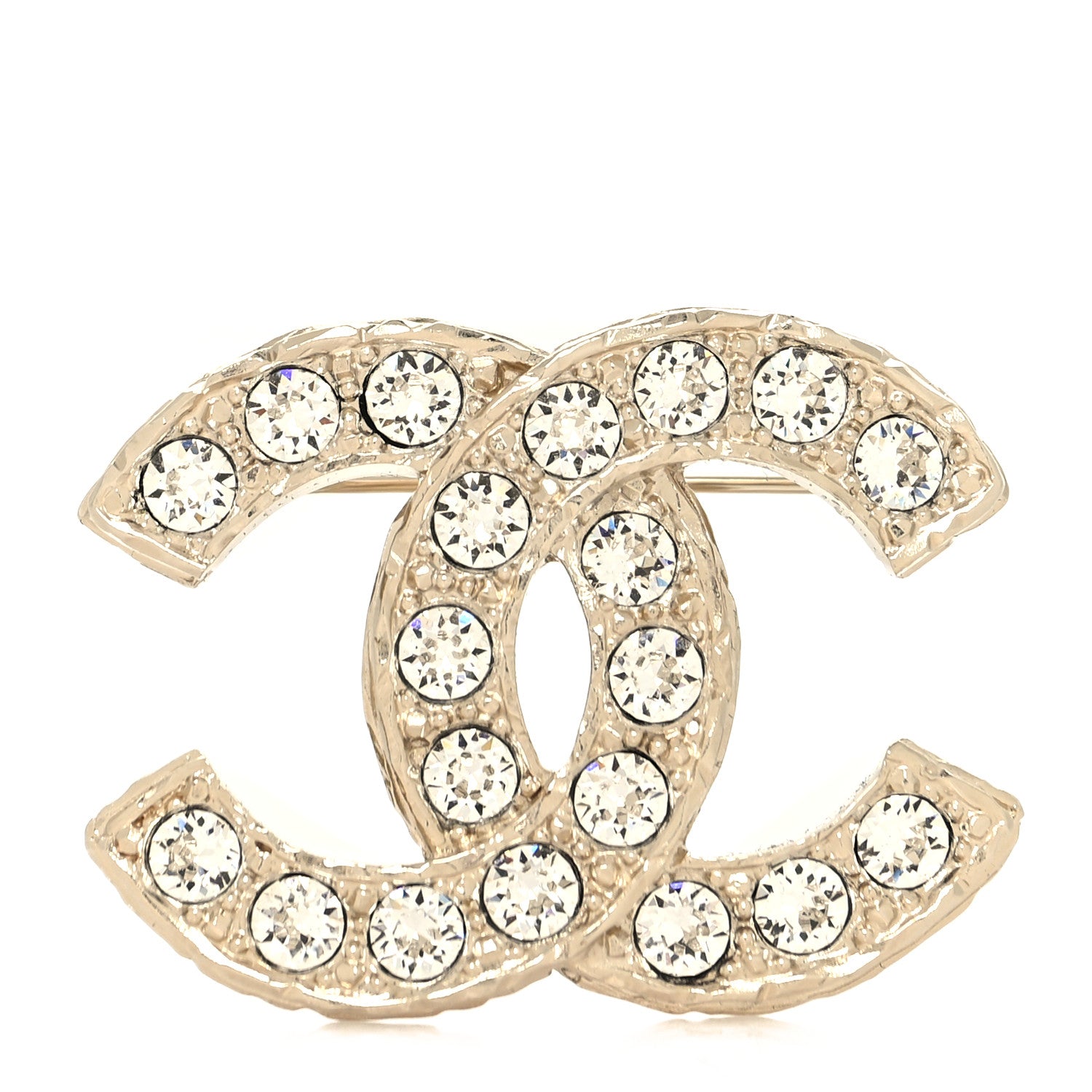 Chanel Crystal Textured CC Brooch Light Gold 1 of 4