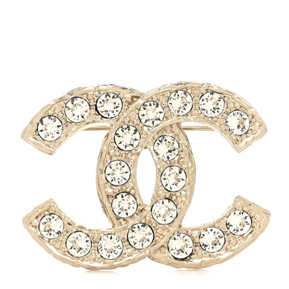 Chanel Crystal Textured CC Brooch Light Gold 1 of 4