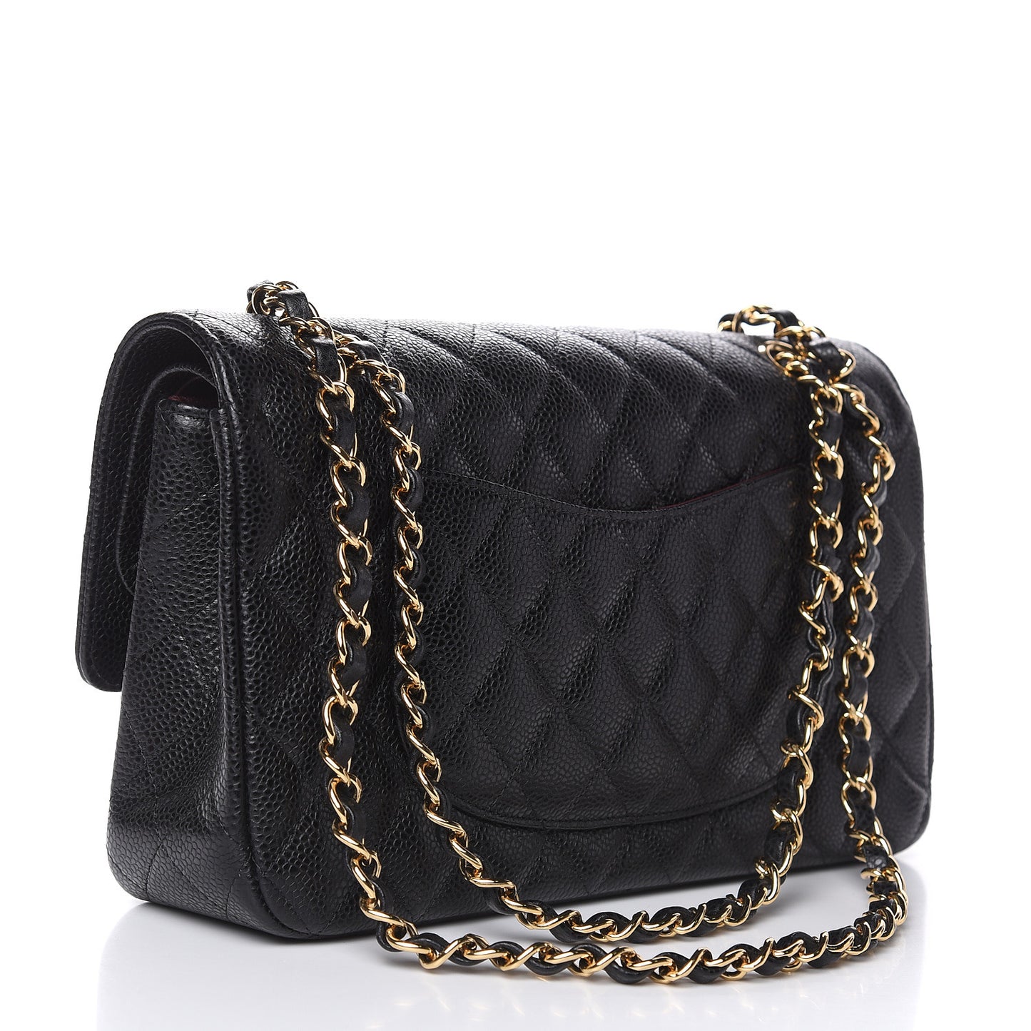Caviar Quilted Medium Double Flap Black