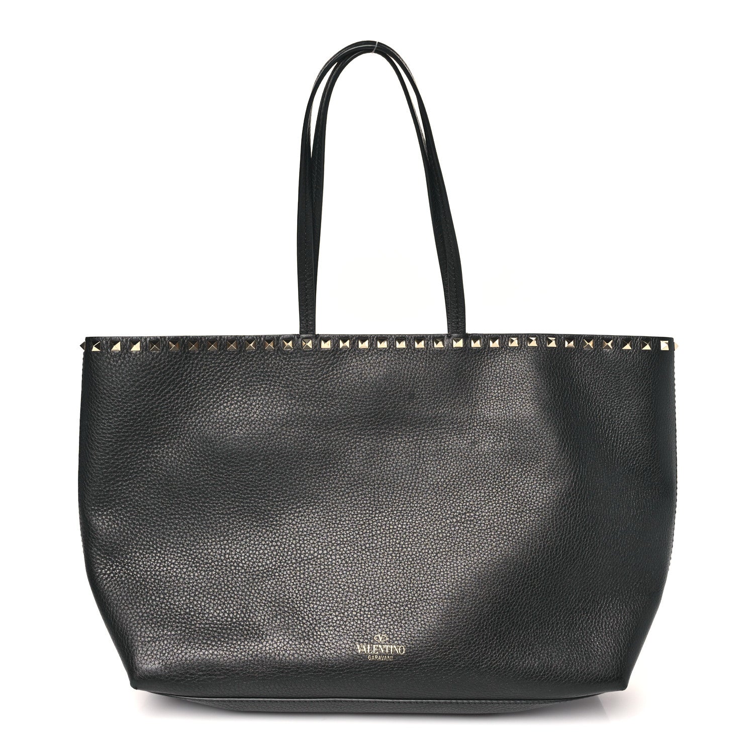 Valentino Garavani Grained Calfskin Rockstud Shoulder Tote Black 1 of 9
