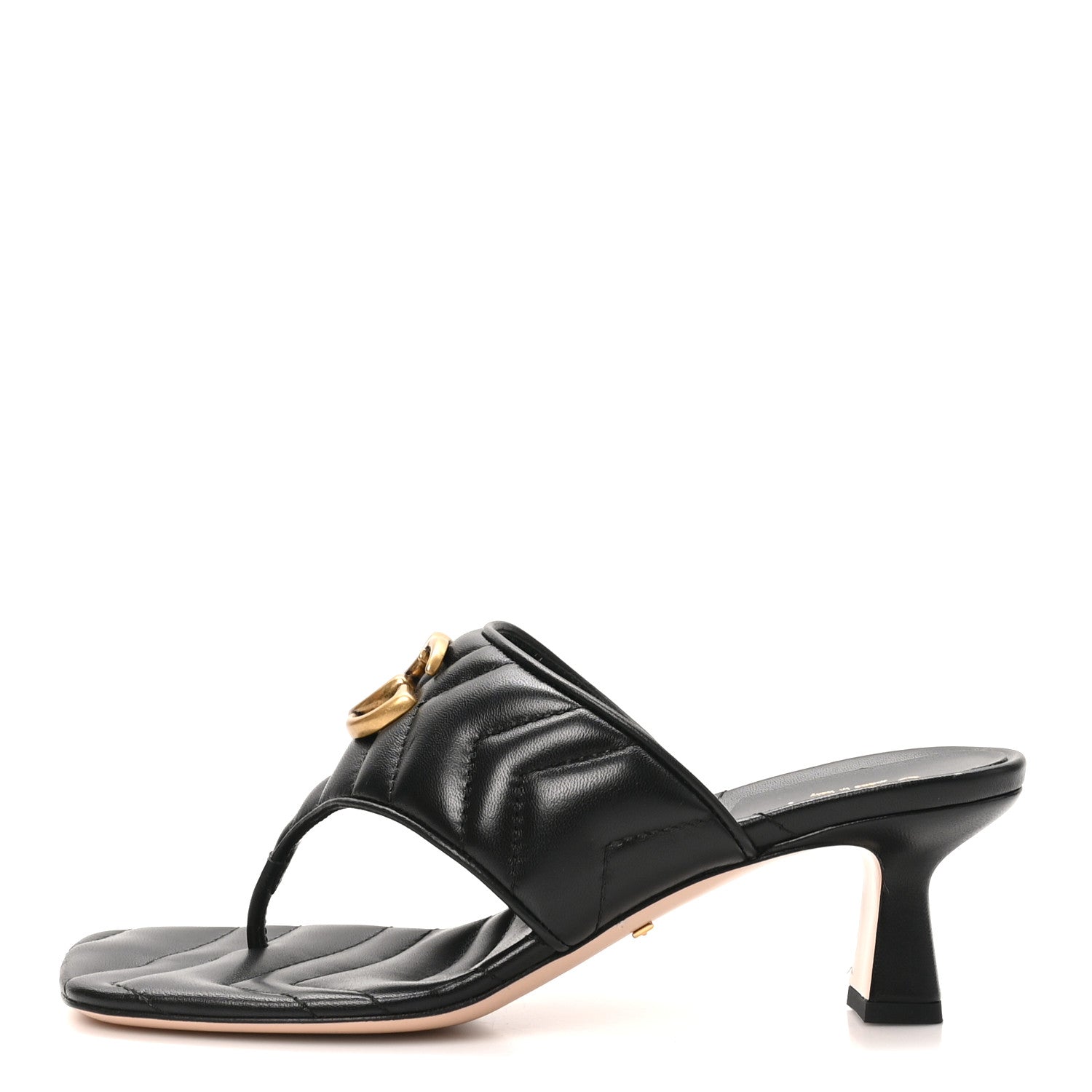 Gucci Nappa Charlotte Double G Marmont Thong Pumps 35 Black 35 Mystic White 1 of 10
