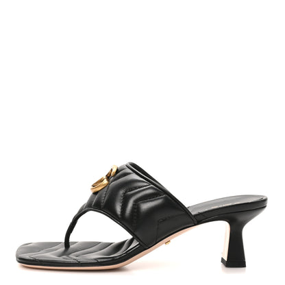 Gucci Nappa Charlotte Double G Marmont Thong Pumps 35 Black 35 Mystic White 1 of 10