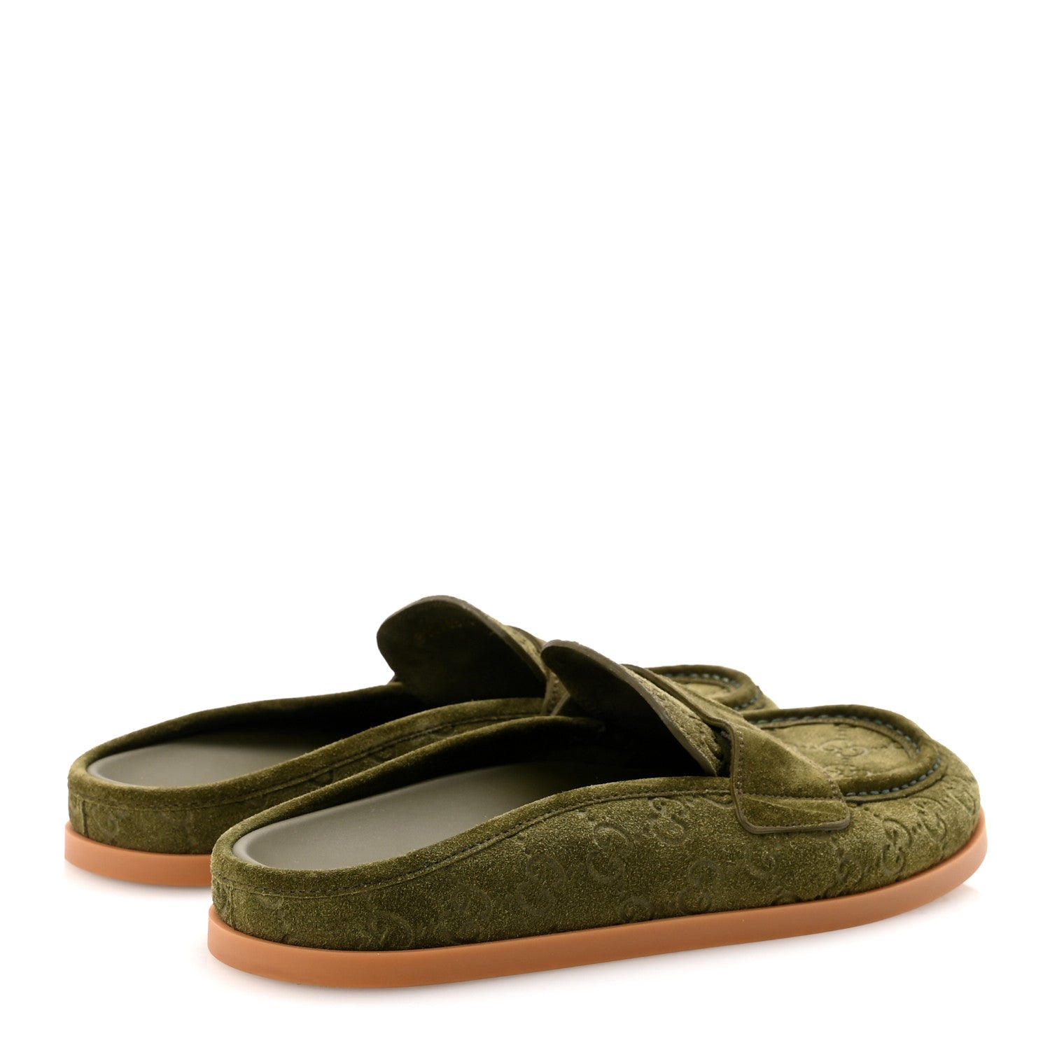 Gucci Suede GG Debossed Celia Mules 39 Green 5 of 9