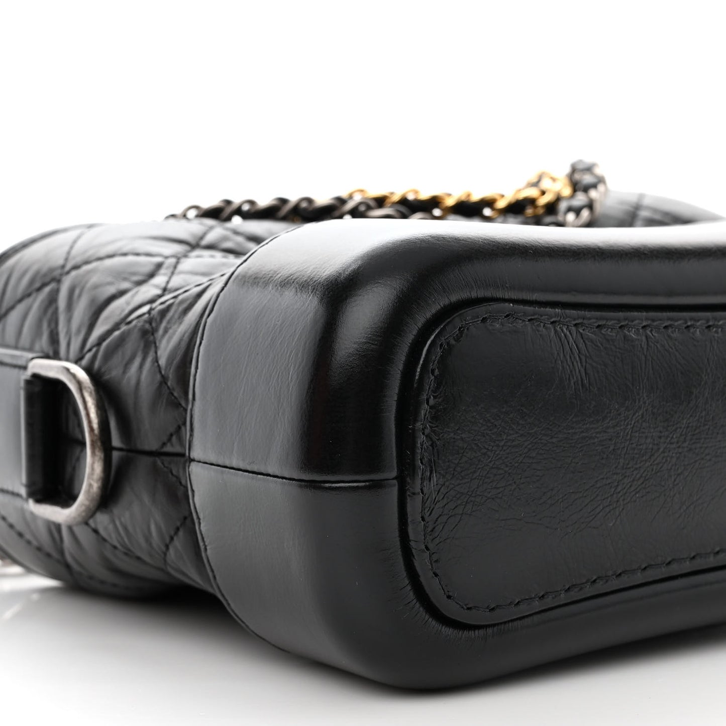 Aged Calfskin Quilted Small Gabrielle Hobo Black