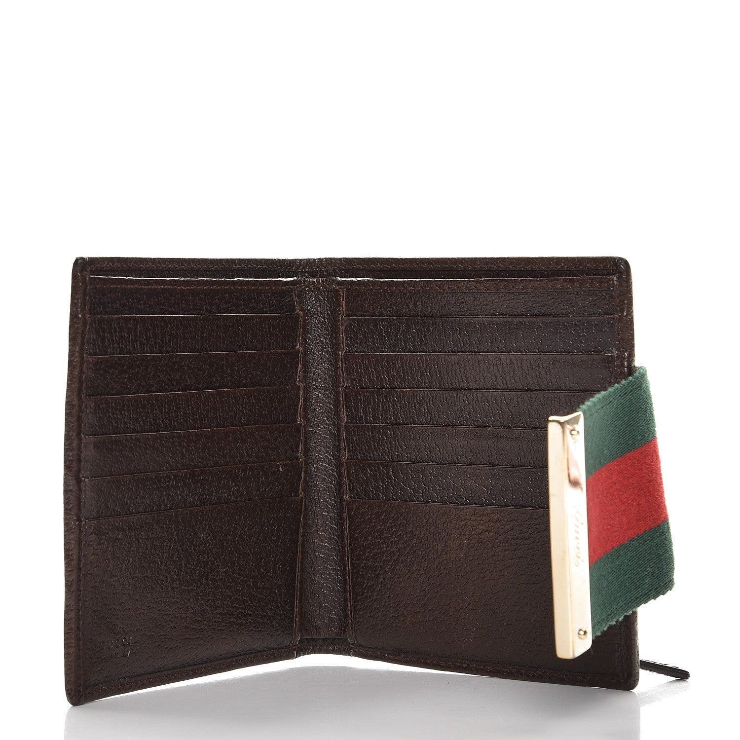 Gucci Monogram Ladies Web French Flap Wallet Dark Brown 5 of 7