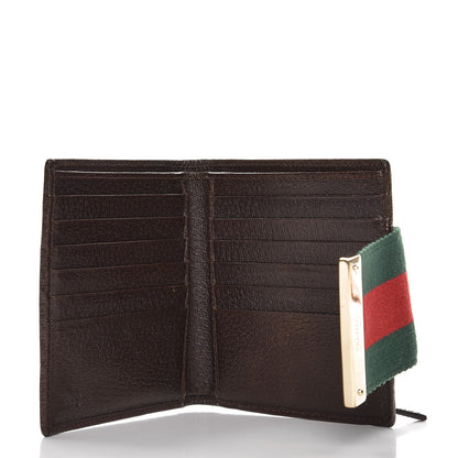 Gucci Monogram Ladies Web French Flap Wallet Dark Brown 5 of 7
