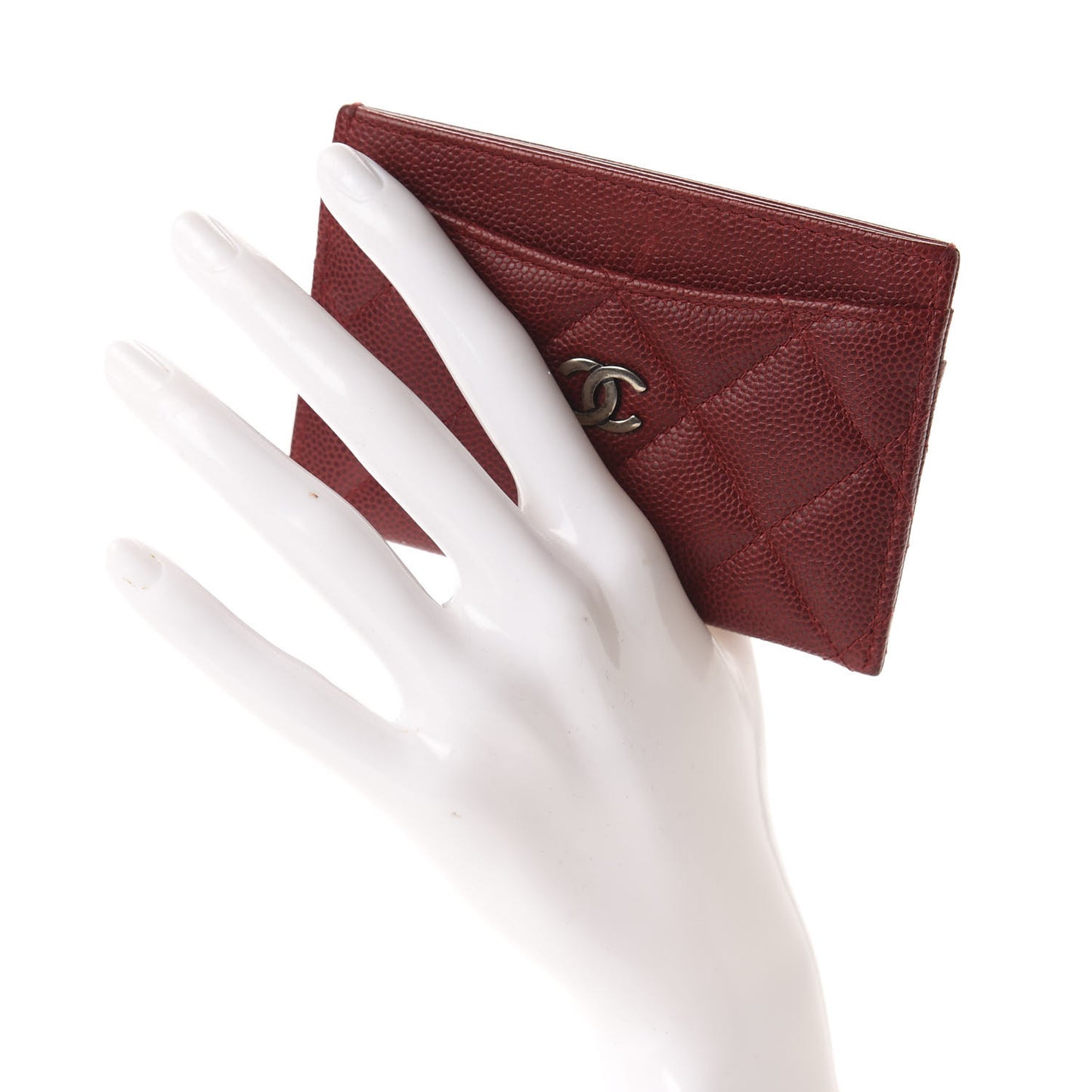 Caviar Quilted Card Holder Red