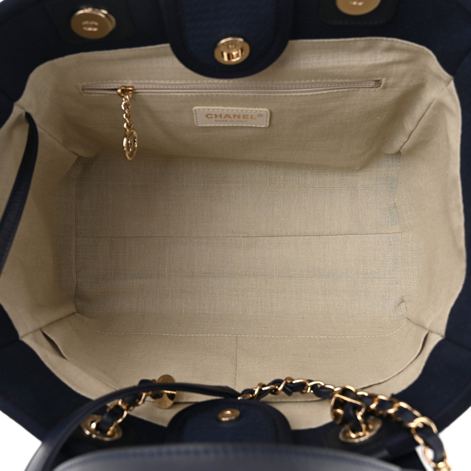 Chanel Mixed Fibers Small Deauville Tote Navy 6 of 12