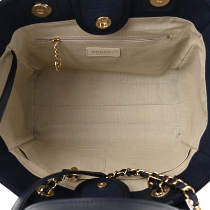 Chanel Mixed Fibers Small Deauville Tote Navy 6 of 12