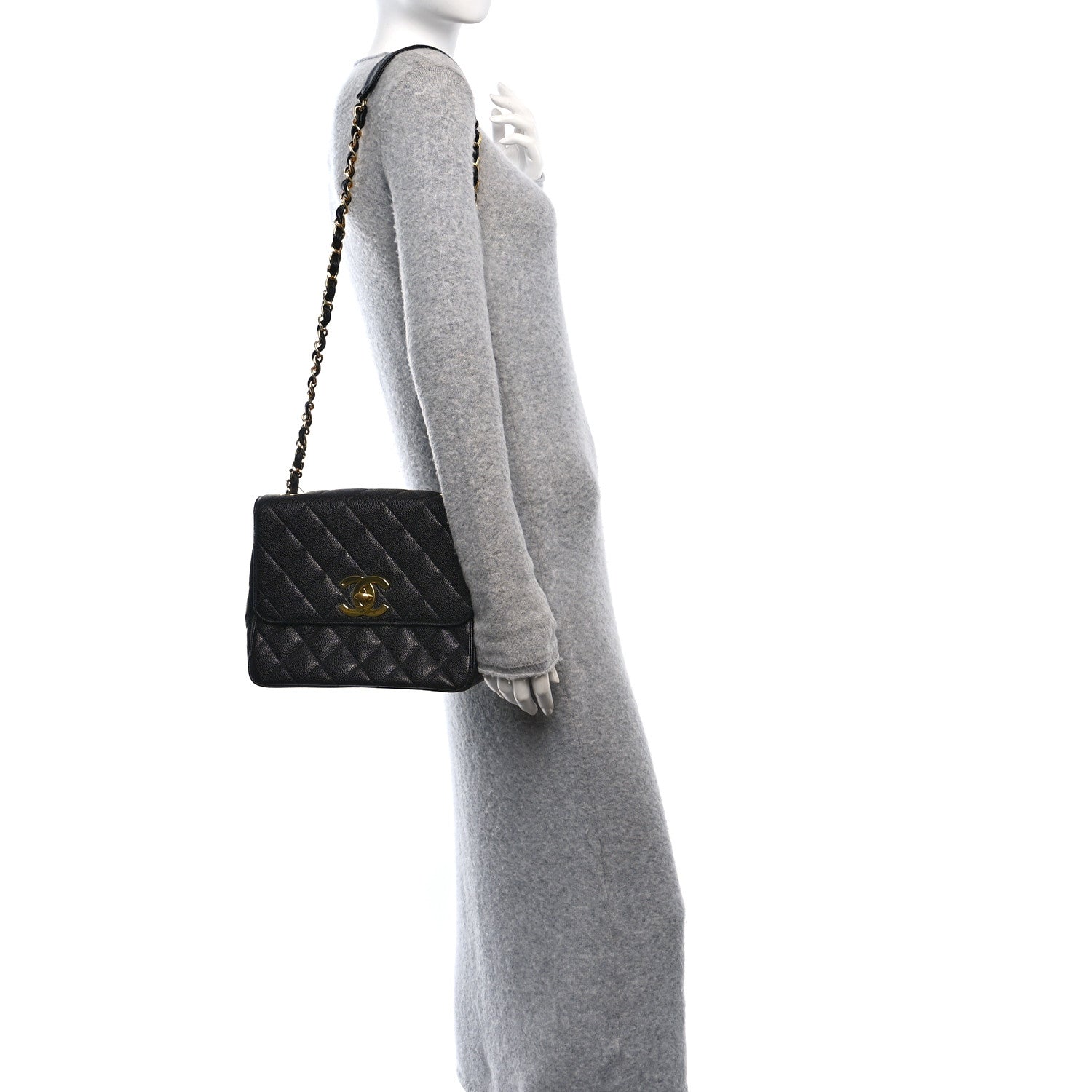 Chanel Caviar Quilted XL Single Flap Black 2 of 10