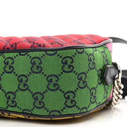 Gucci Monogram Multicolor Matelasse Diagonal Small GG Marmont Chain Shoulder Bag Red Blue Yellow Green Pink 10 of 11