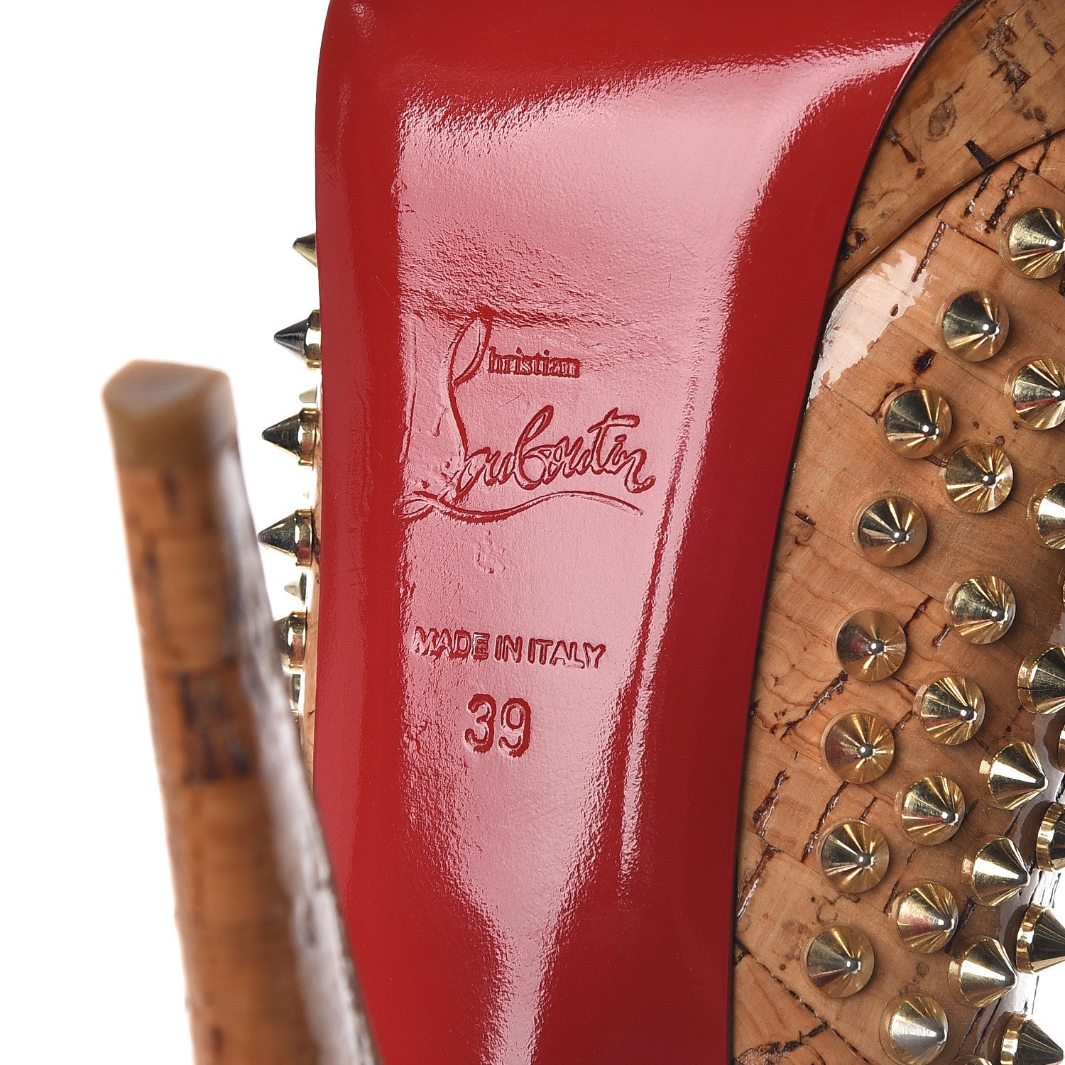 Christian Louboutin Cork Alti Spikes 160 Pumps 39 Natural Gold 7 of 9