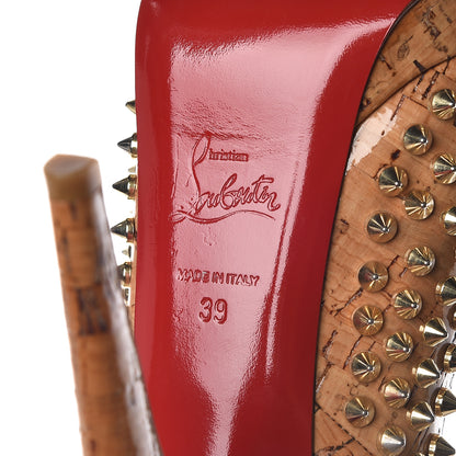 Christian Louboutin Cork Alti Spikes 160 Pumps 39 Natural Gold 7 of 9