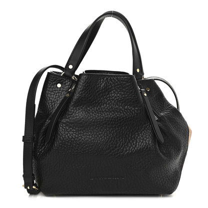 Burberry Grainy Calfskin House Check Small Maidstone Black 1 of 13