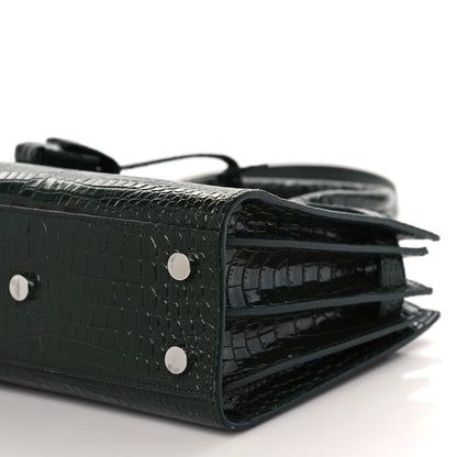 Saint Laurent Calfskin Crocodile Embossed Nano Sac De Jour Dark Leaf 9 of 10