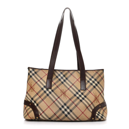 Burberry Haymarket Check Studded Tote Chocolate 1 of 10