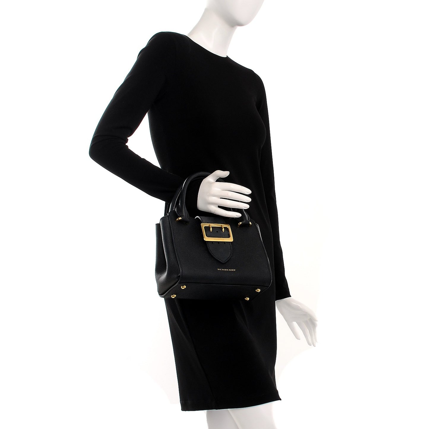 Soft Grain Calfskin Small Buckle Tote Black