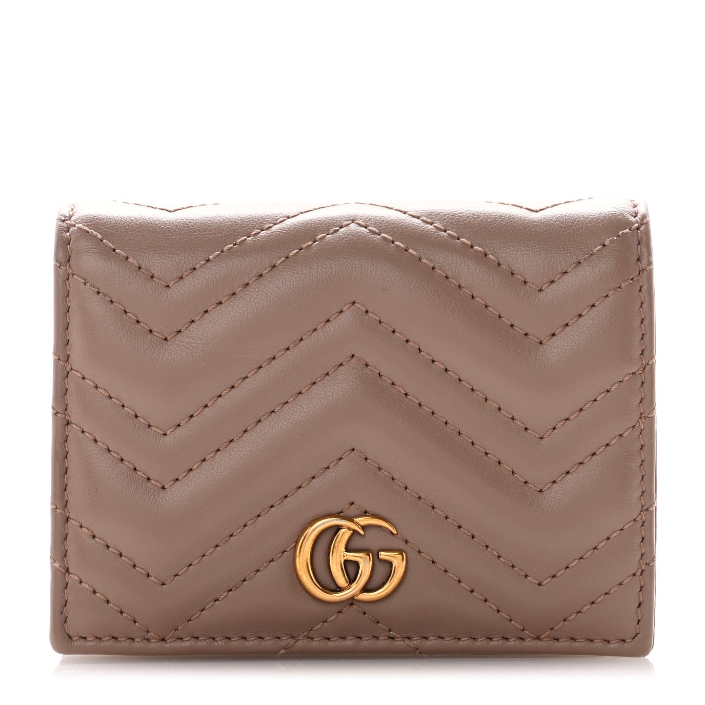 Calfskin Matelasse GG Marmont Card Case Wallet Porcelain Rose