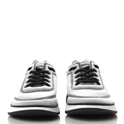 Chanel Calfskin Mesh Lycra Womens Logo Sneakers 38.5 White Black 2 of 7