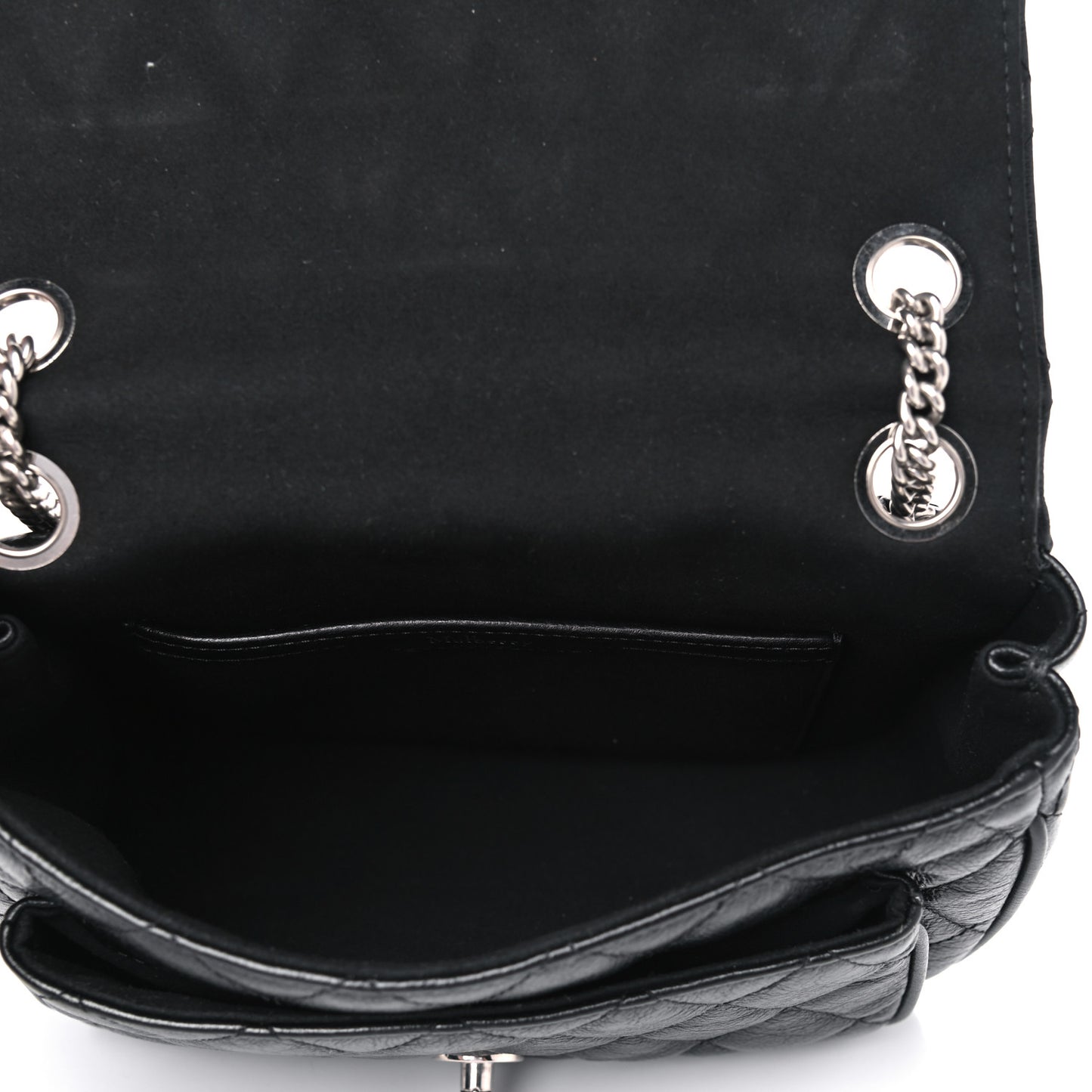 Shiny Buffalo Quilted Small Shoulder Bag Black