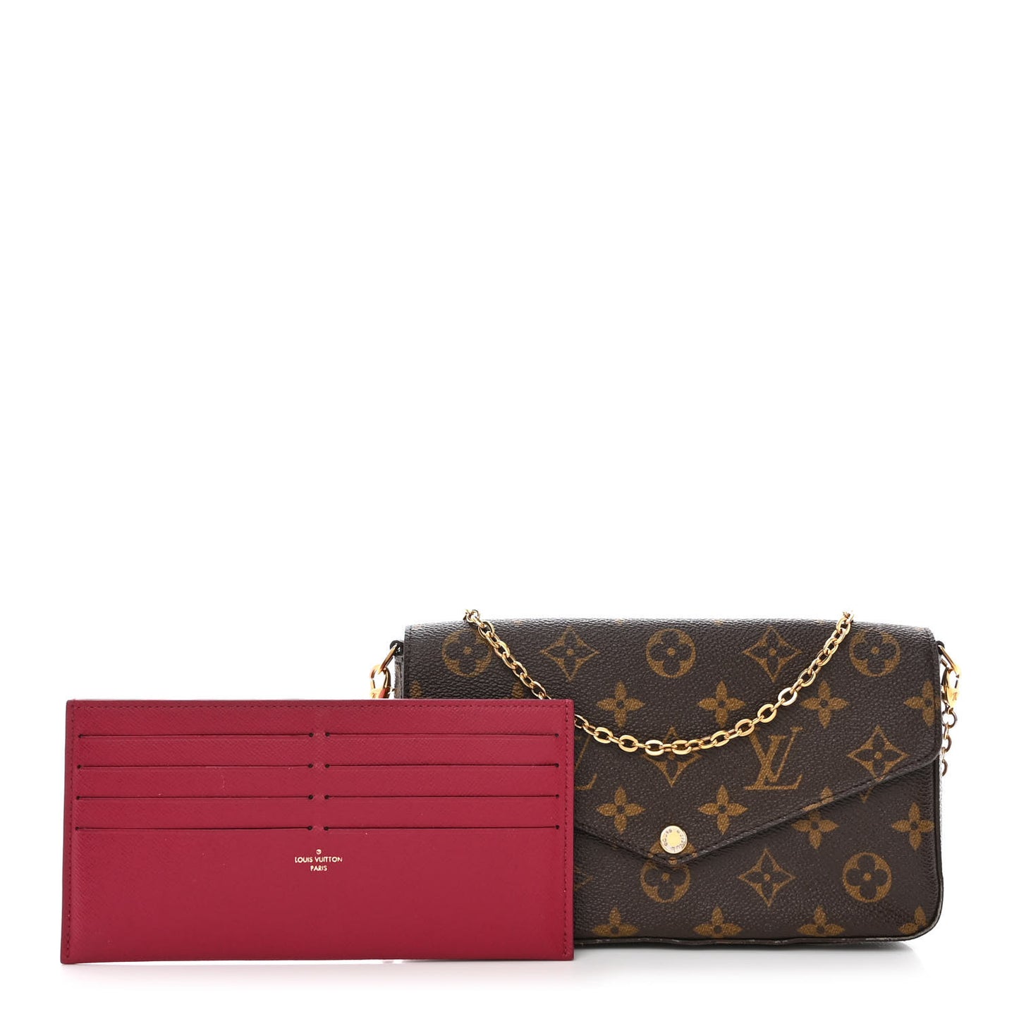 Monogram Pochette Felicie Chain Wallet Fuchsia