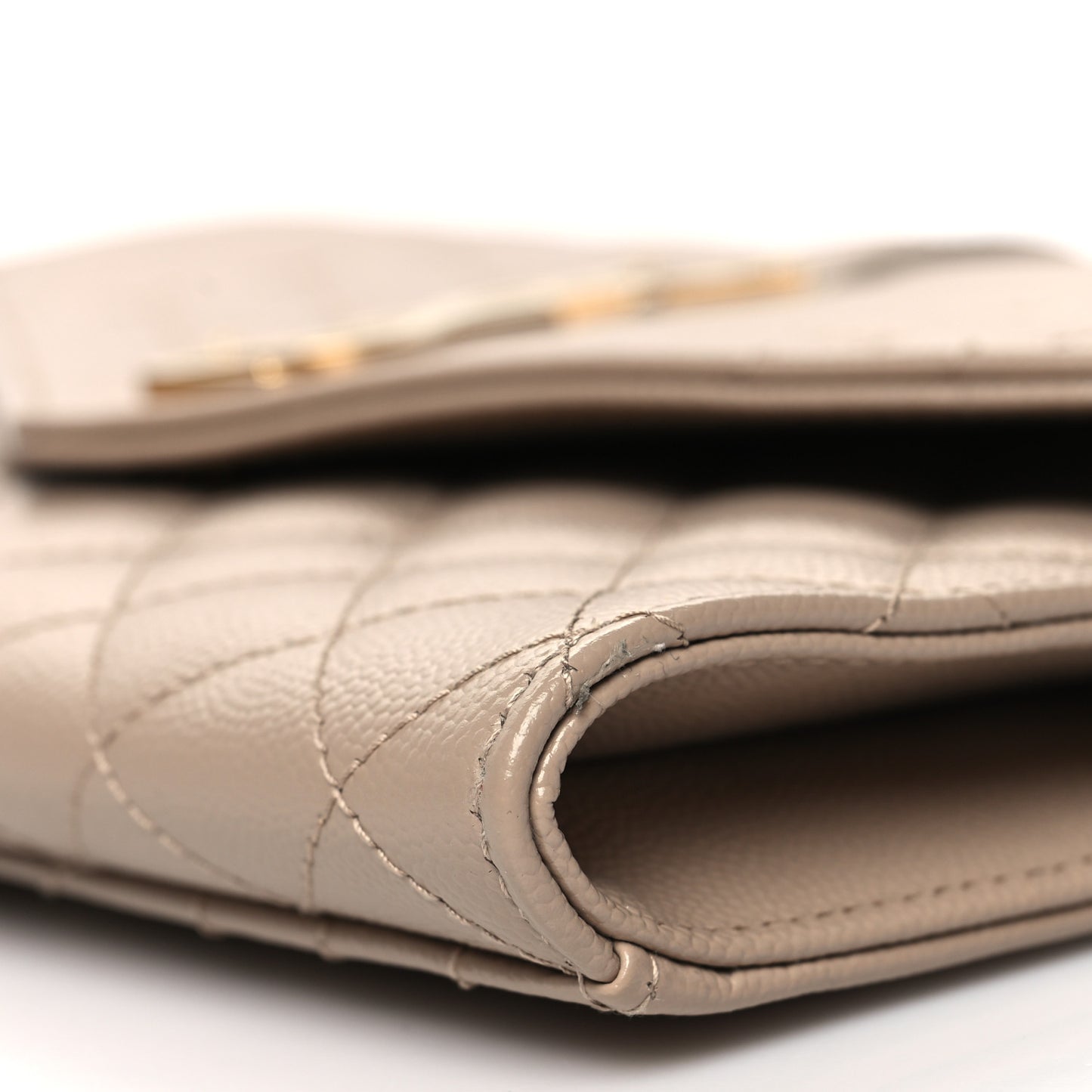 Grain De Poudre Textured Mixed Matelasse Triquilt Monogram Clutch Dark Beige