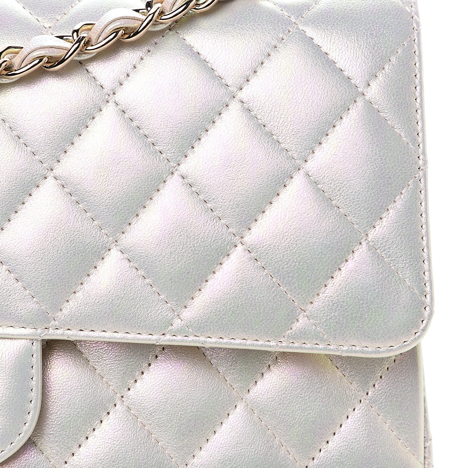 Chanel Iridescent Lambskin Quilted Medium Double Flap Ivory 9 of 10