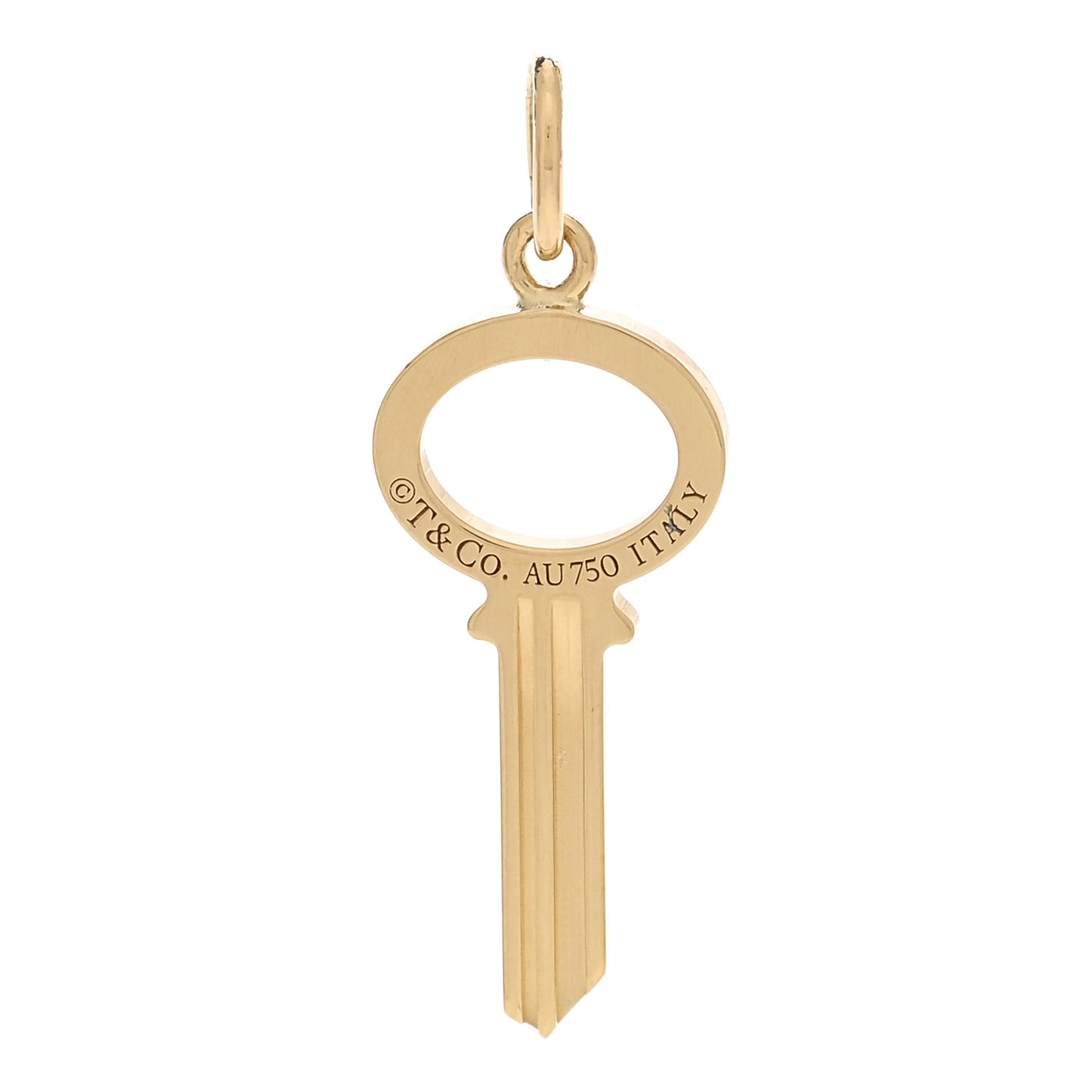 18K Yellow Gold Diamond Modern Keys Open Oval Key Pendant
