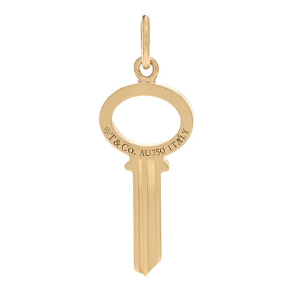 Tiffany 18K Yellow Gold Diamond Modern Keys Open Oval Key Pendant 3 of 4
