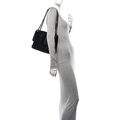 Saint Laurent Crinkled Calfskin Matelasse Monogram Medium Niki Chain Satchel Black 2 of 9