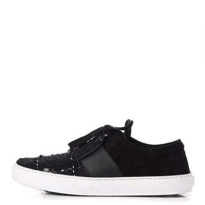 Chanel Suede Tweed Sneakers 38 Black 1 of 15