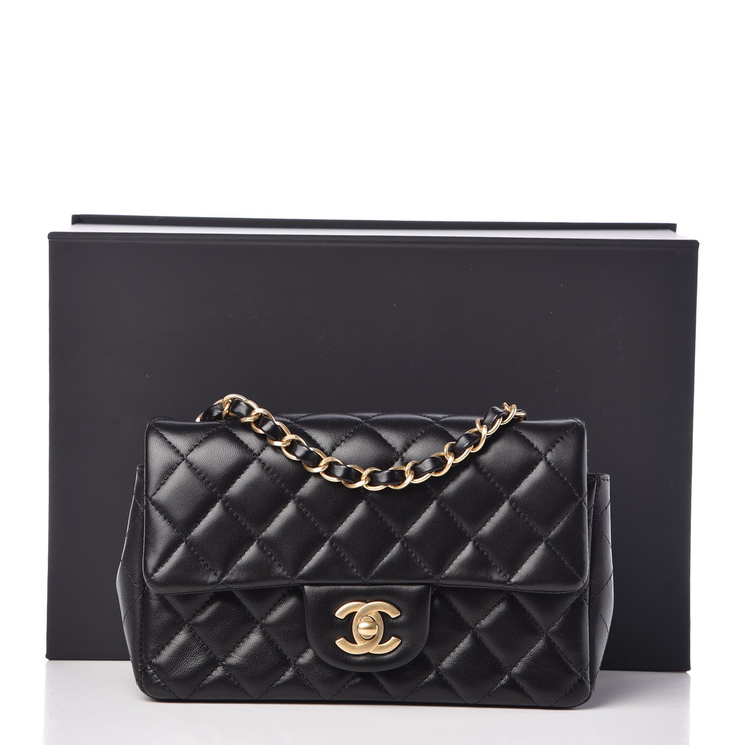 Chanel Lambskin Quilted Mini Rectangular Flap Black 10 of 10