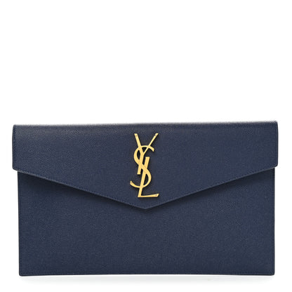 Saint Laurent Grain De Poudre Uptown Pouch Blue Charron 1 of 6