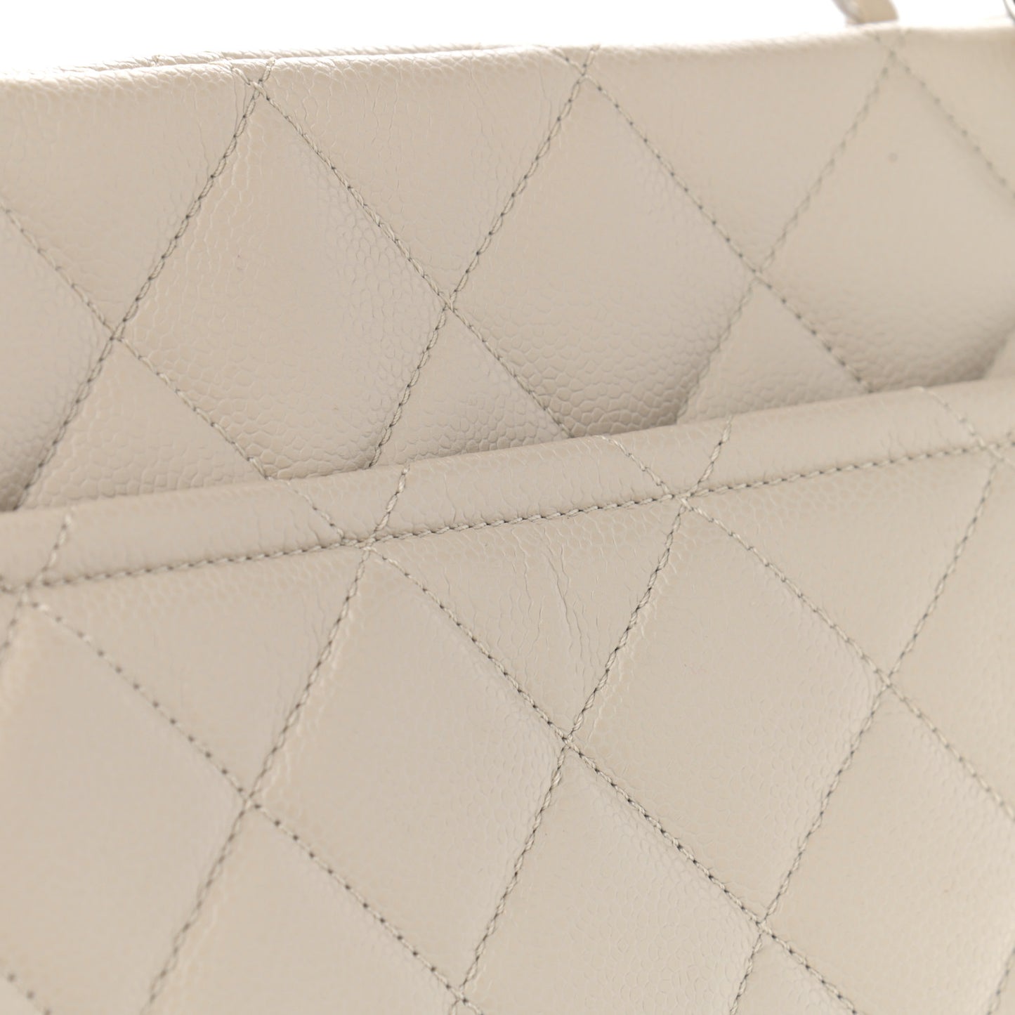 Caviar Quilted Timeless CC Soft Tote Off White