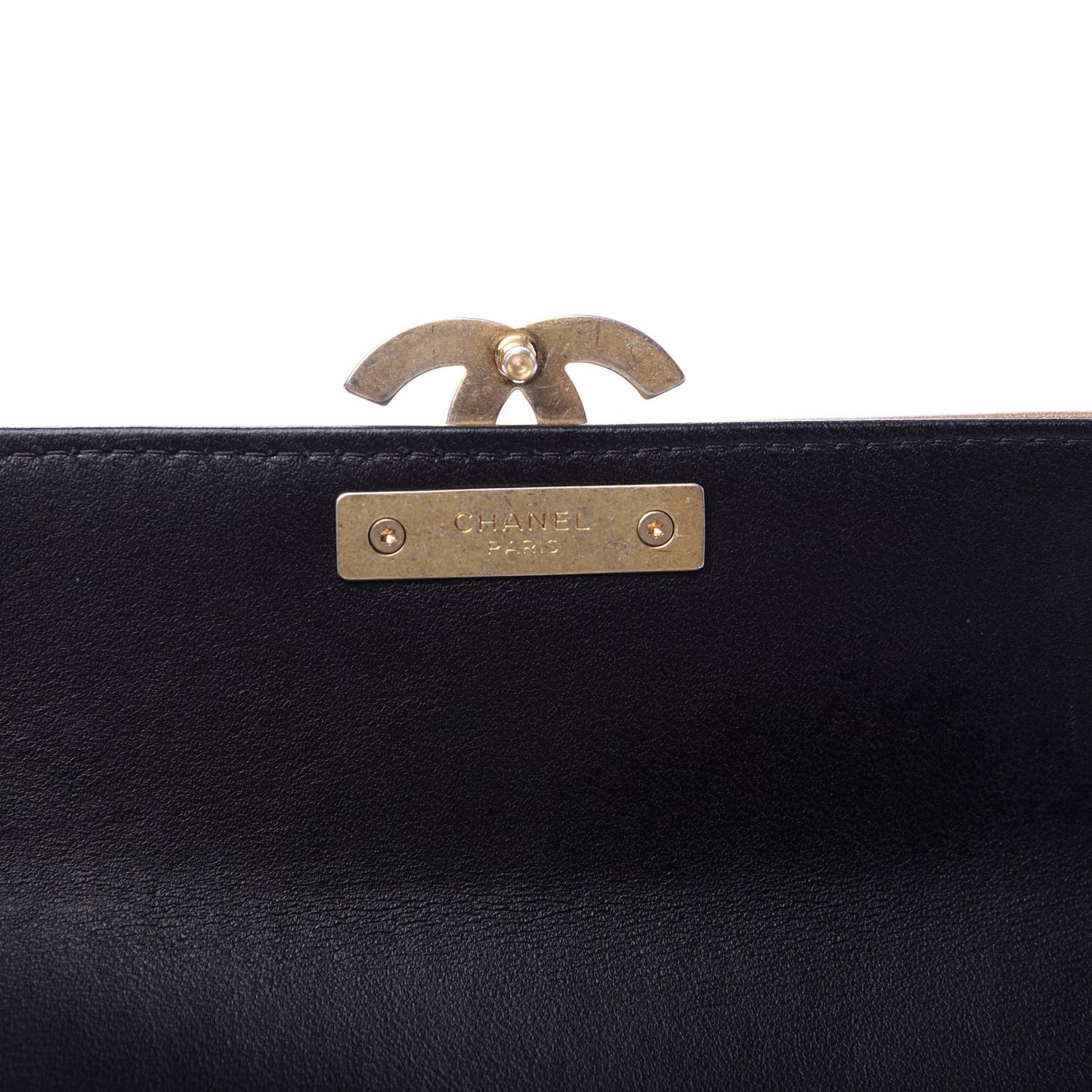 Lambskin Quilted Medium CC Chic Flap Wallet Black Gold