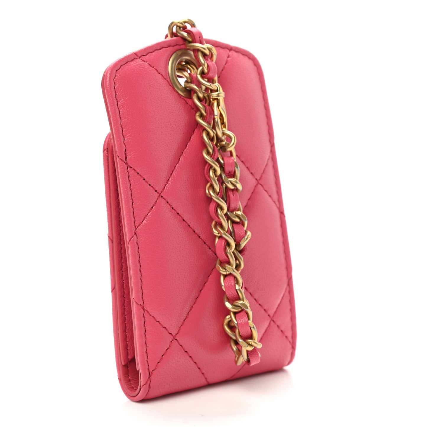 Lambskin Quilted Chanel 19 Luggage Tag Pink