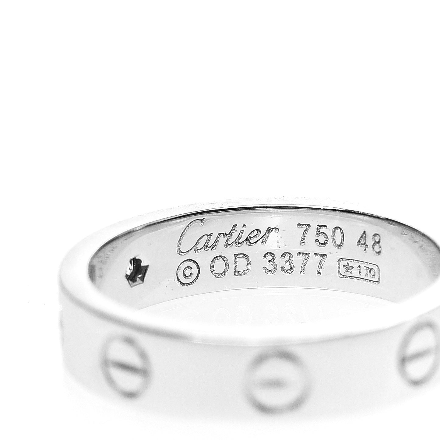 18K White Gold Diamond 4mm LOVE Wedding Band Ring 48 4.5