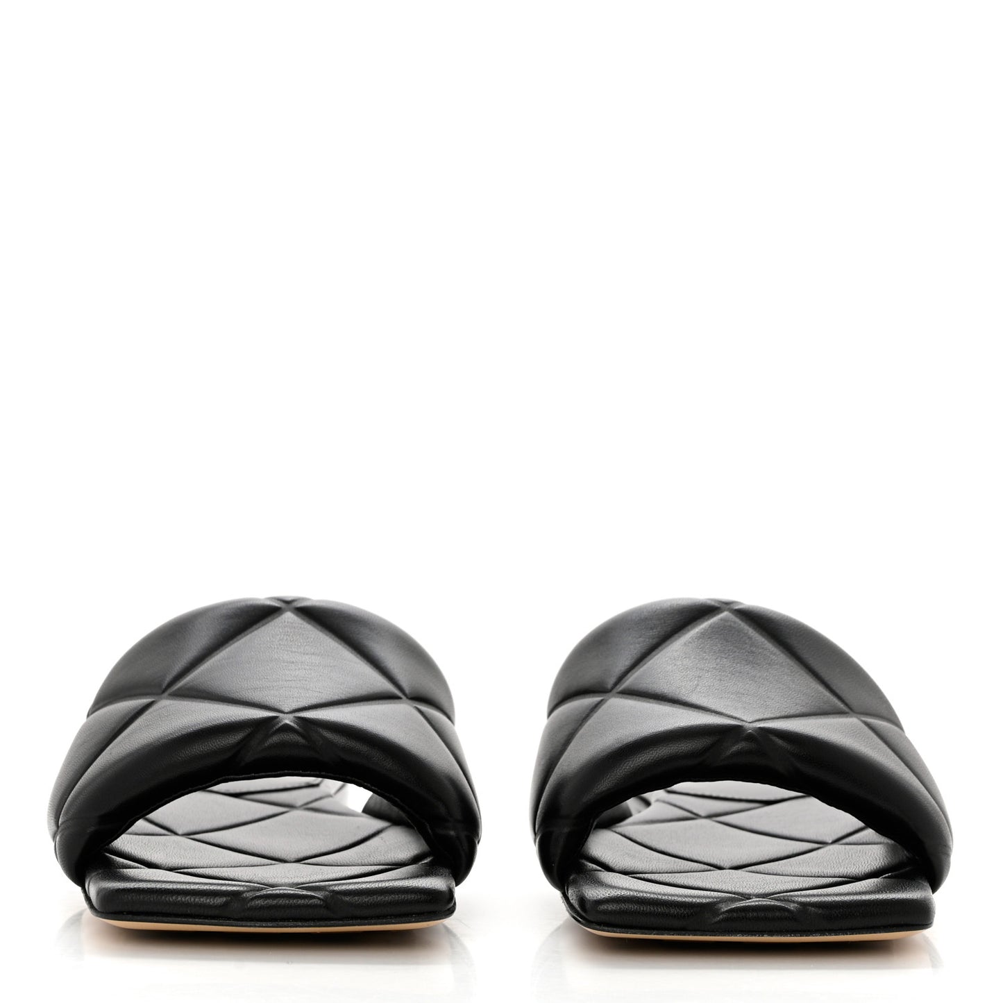 Nappa Quilted Rubber Lido Flat Sandals 38 Black