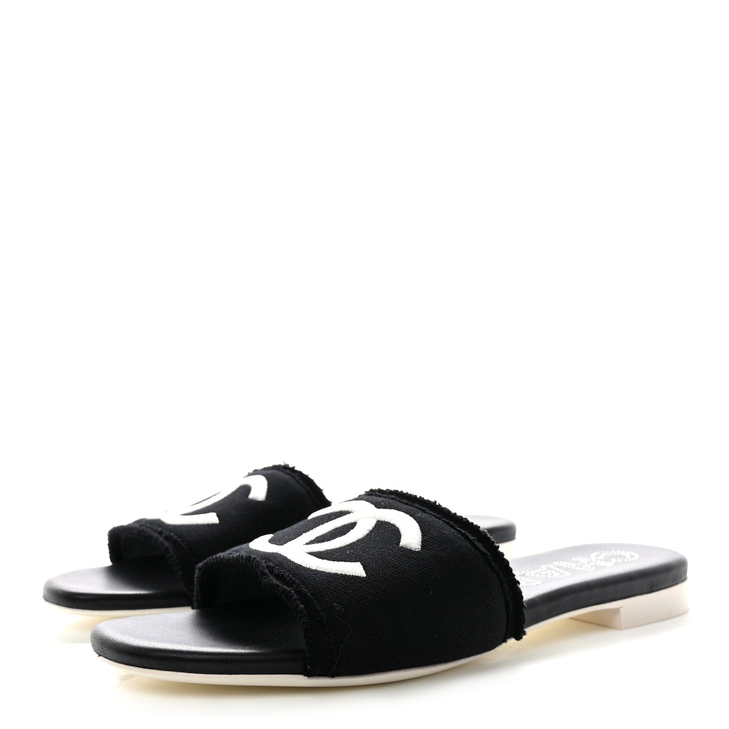Chanel Jersey Knit CC Mules 38 Black 3 of 8
