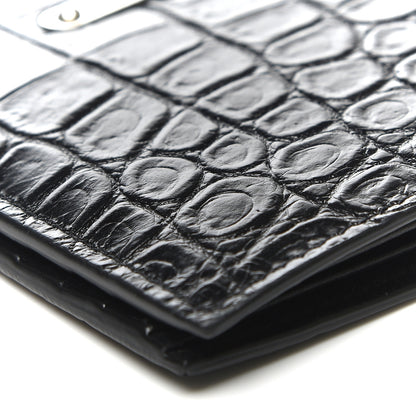 Saint Laurent Calfskin Crocodile Embossed East West Wallet Black 7 of 11