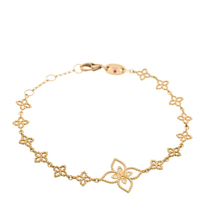 Roberto Coin 18K Yellow Gold Diamond Principessa Flower Link Bracelet 1 of 5