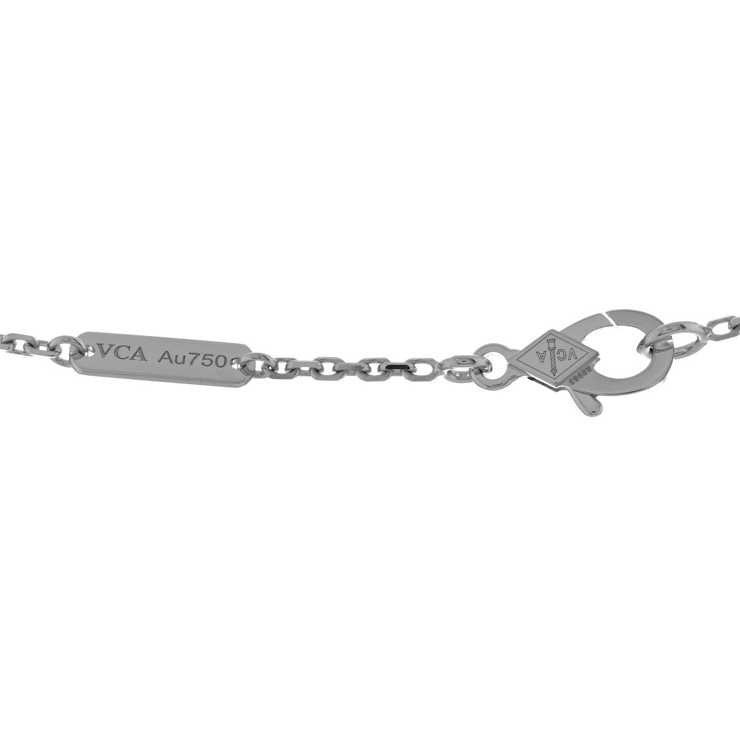 18K White Gold Guilloche Vintage Alhambra Pendant Necklace