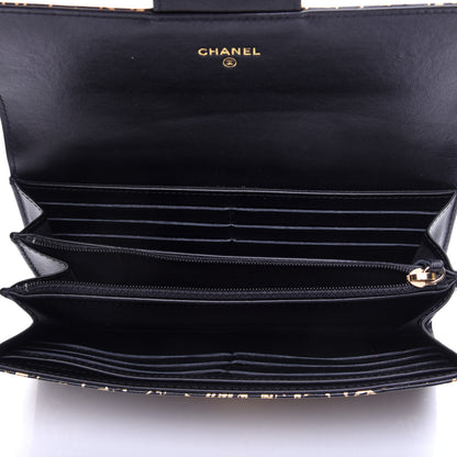 Chanel Calfskin Crocodile Embossed Graffiti 2.55 Cocodile Reissue Long Flap Black Gold 5 of 14