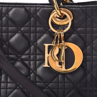 Christian Dior Lambskin Cannage Medium Lady Dior Black 8 of 14