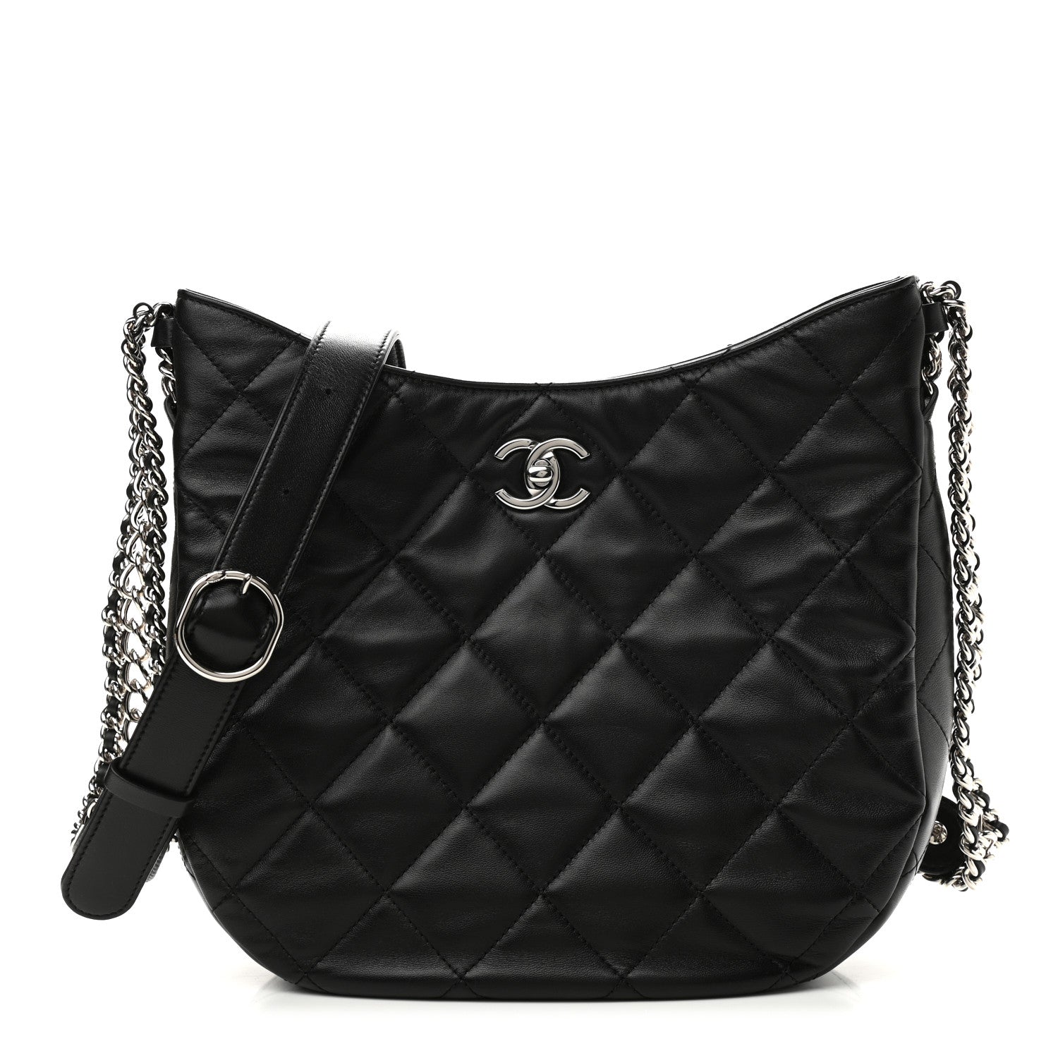 Chanel Lambskin Chain Rows Quilted Chain Hobo Black 1 of 11