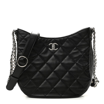 Chanel Lambskin Chain Rows Quilted Chain Hobo Black 1 of 11