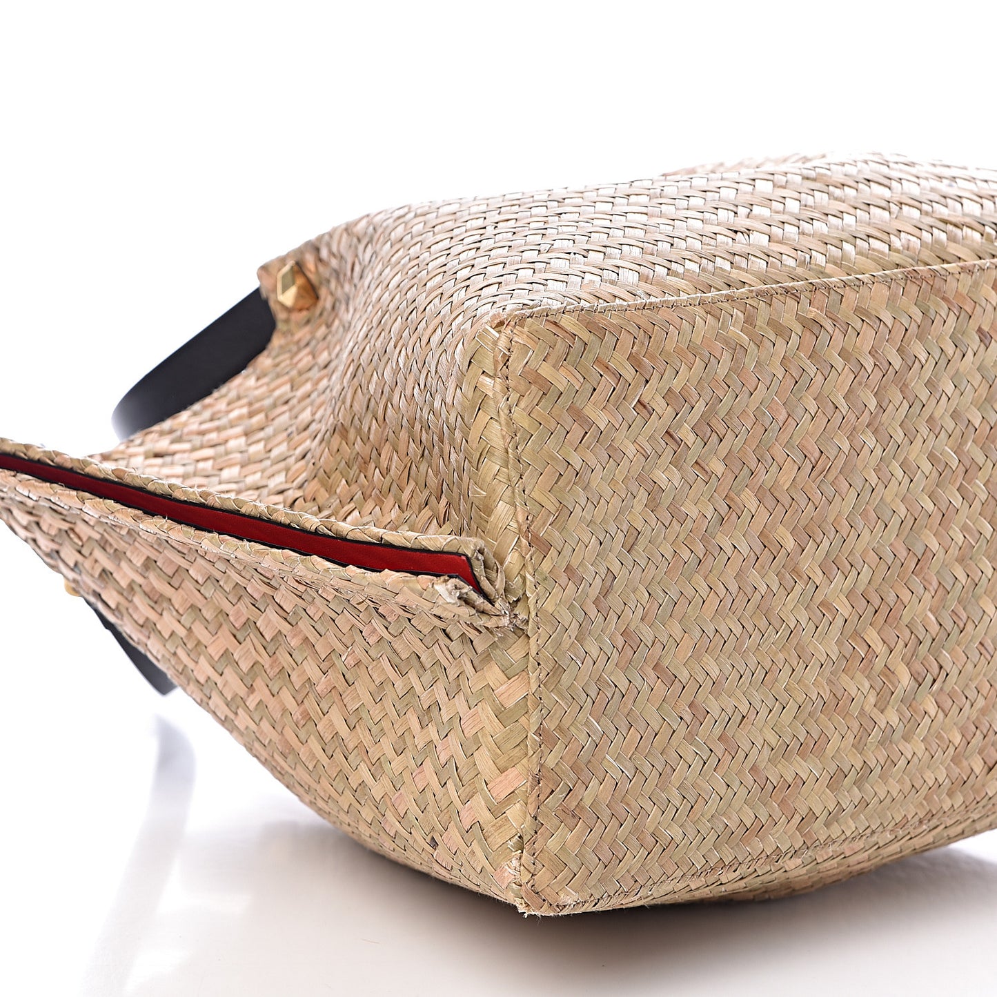 Raffia Medium Vlogo Escape Shopper Natural Black Rouge