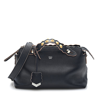 Fendi Vitello Dolce Scalloped Studded Medium By The Way Boston Bag Blu Notte 1 of 11