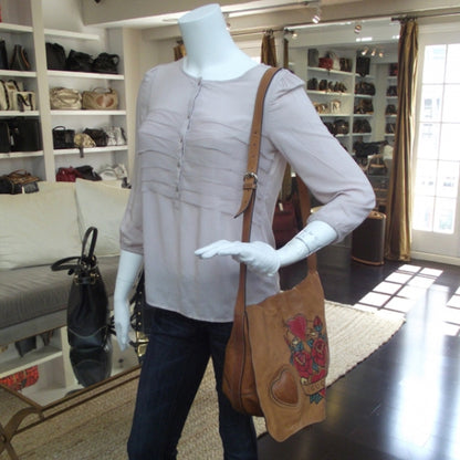 Gucci Calfskin Tattoo Heart Tribeca Messenger Bag Tan 2 of 9